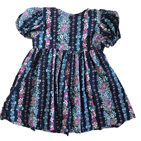 Vintage Kole Kole Girls Hawaiian Black Dress Floral & Fruit Print Size 2T USA - Picture 4 of 8